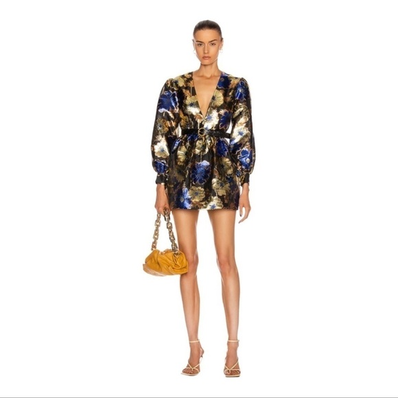 NWT ALICE MCCALL Night Light Metallic Floral Long Sleeve Mini Dress US 8 AU 12 - Picture 7 of 15